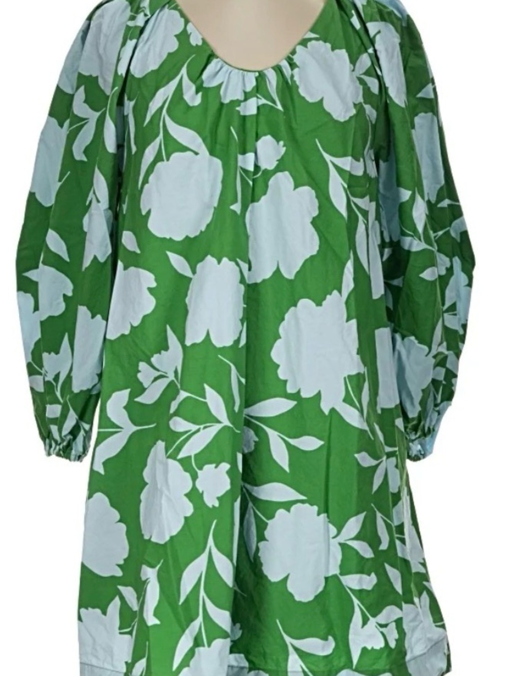 Kate Spade NWT Green and White Floral Puff-Sleeve Tunic Dress. Flowy & Beautiful